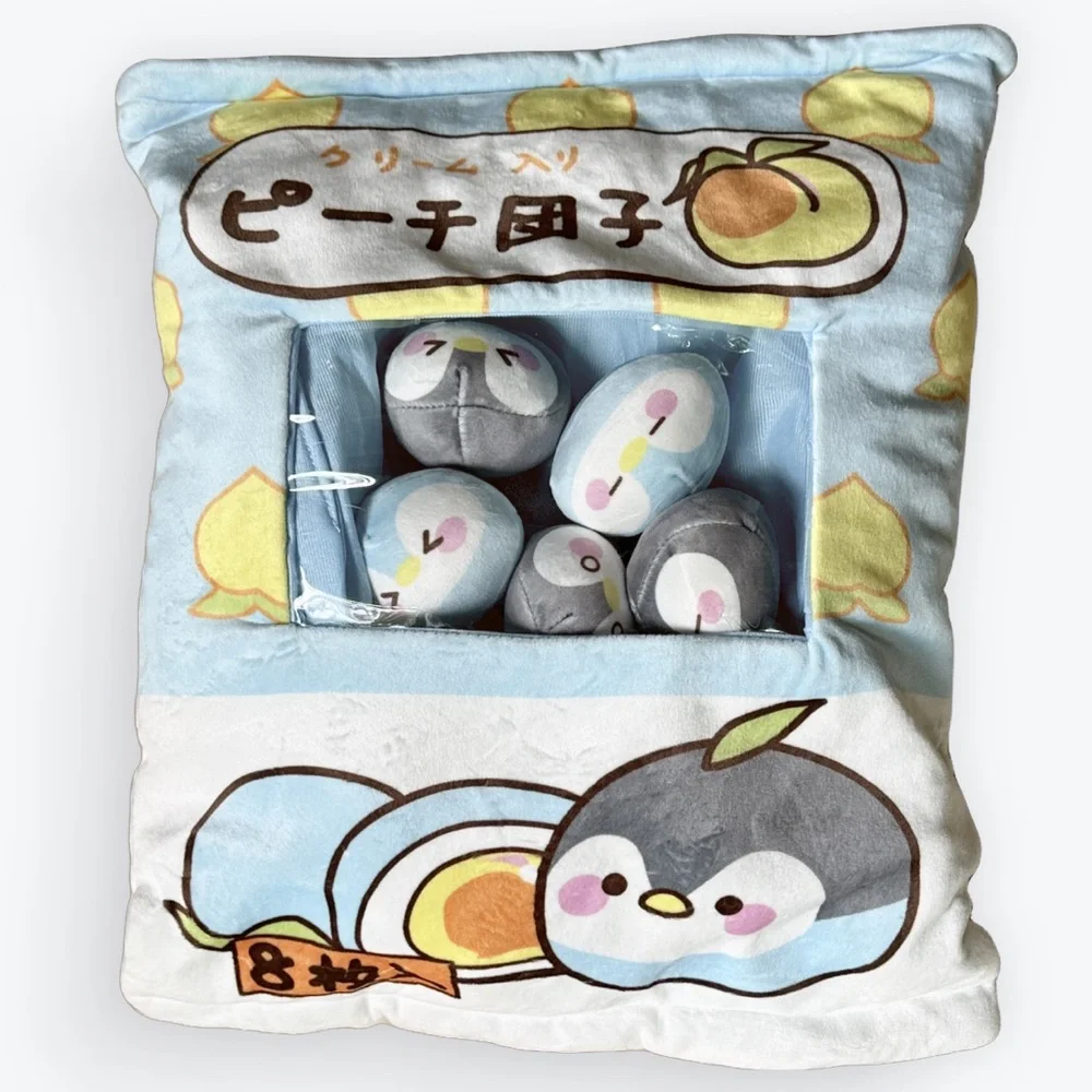 Kawaii Tactile Squishie Anime Sleep & Play Plush Penguins in Pillow ~ Set of 8